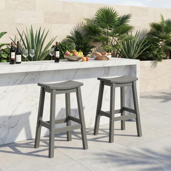 product-fancy-b7b1f2f7-e969-4bec-ad19-1d389256b21c 2pcs HDPE Bar Stools 24 Inch, Outdoor Counter Height Bar Stools, All-Weather Resistant Patio Stools for Backyard Kitchen Deck, 400 LBS Capacity, Black/Blue/Gray