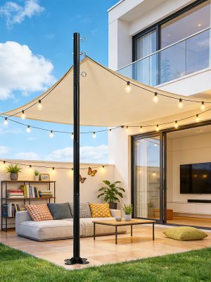 2-Pack 12-Foot Shade Sail Poles, Sturdy And Durable Heavy-duty Umbrella Poles Designed for Outdoor Use On The Ground, In Gardens, And On Patios. Easy to Install, Water-resistant, with Reinforced Bases And Expansion Bolts Included.