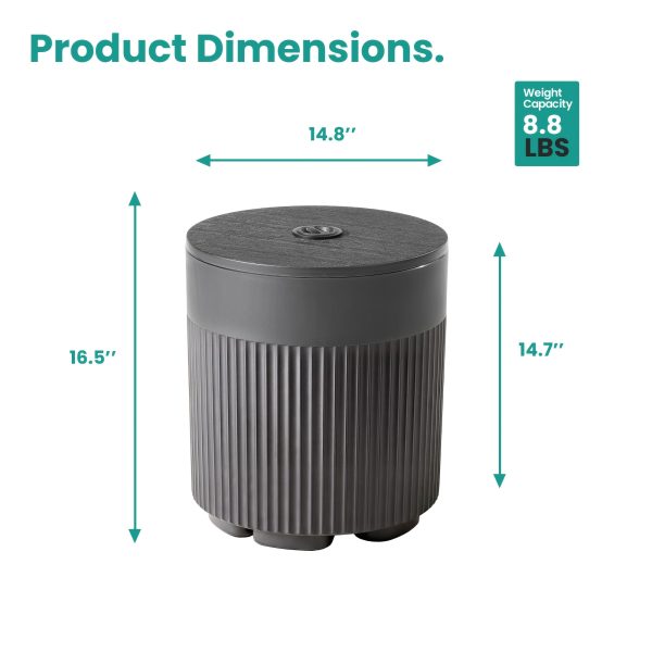 product-fancy-b83c7621-550c-403e-a7aa-6ec8dbbc8b11 14.6in Patio Umbrella Base Side Table, Black Outdoor Umbrella Stand with Tabletop - 2-in-1 Heavy Duty Umbrella Holder And Accent Table for Garden, Deck, Poolside, Beach