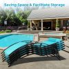 [Outdoor Lounge Chair] 2-Pcs Outdoor Lounge Chair With 1-Pcs Side Table, Patio Sunbathing Lounger, 5-Level Height Adjustable, Suitable For Garden, Pool, Beach, Outdoor Use