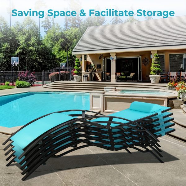 [Outdoor Lounge Chair] 2-Pcs Outdoor Lounge Chair With 1-Pcs Side Table, Patio Sunbathing Lounger, 5-Level Height Adjustable, Suitable For Garden, Pool, Beach, Outdoor Use