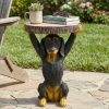 product-fancy-b8a897c5-88c8-4a77-ba90-45a9d6d07c8d 22.17"H Black Dog Side Table Pedestal End Table Stool, MGO Dog Statue Hand Painted Sculpture for Home, Office, Living Room & Outdoor Decor
