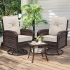 3pcs Patio Furniture Set, Outdoor Swivel Rocking Chairs with Glass Top Table and Thick Cushions for Porch, Deck, Balcony, Poolside, Patio Table And Chairs Set, Outdoor Dining Table And Chairs, Patio Chairs, Outdoor Furniture, Patio Set, Porch Seating, Deck Furniture, Cozy Outdoor Set, Swivel Chair, Garden Furniture Outdoor, Garden Chair, Outdoor Table And Chair Set, Bistro Patio Set, Patio Furniture Set Outdoor, Outdoor Patio Furniture Set, Small Patio Furniture Set, Front Porch Decor