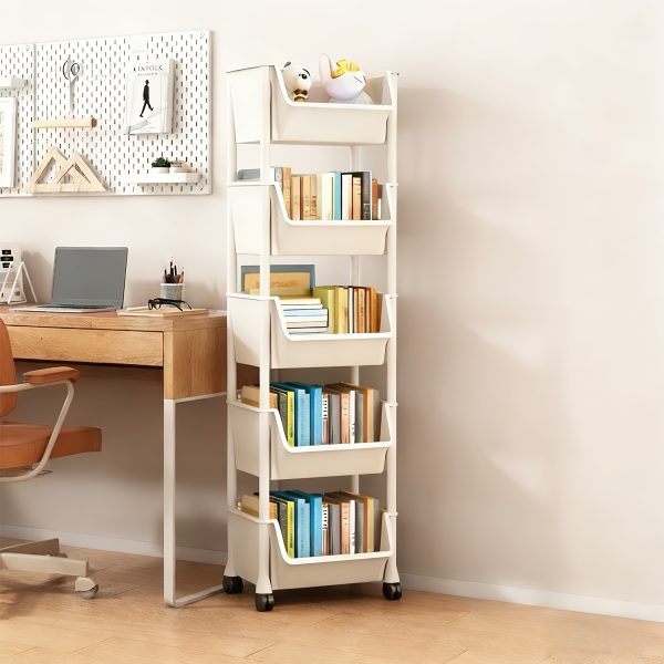 product-fancy-b8ae3973-aea2-41c3-a455-59b29987eb94 Multi-Functional Bookshelf, Floor Standing Storage Rack, Movable Snack & Sundries Cart, Multi-Layer Organizer Shelf for Living Room And Kitchen