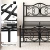 Bed Frame with Under-Bed Storage, Metal Platform Bed with Vintage Butterfly Pattern Headboard and Footboard, Twin/Full/Queen Size, No Box Spring Needed, Easy to Assemble, Noise-Free, Black/White