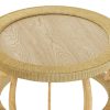 product-fancy-b8d2f665-9066-4960-9942-46fdf5354059 35.43” Vintage Boho Round Coffee Table Suitable for Living Room, Solid Wood & Engineered Wood with Curved Legs, Space-Saving Low-Profile Center Table, Natural, Assembly for Bedroom, Apartment, Rustic Decor