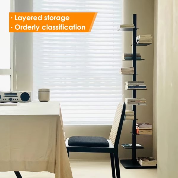 product-fancy-b8d4f982-bc4b-4e28-8b64-d7ff93f7d78b Spine Bookshelf | 9-layer Stylish Metal Bookshelf | Vertical Standing Book Tower | Study Bookshelf | Decorative Storage Rack for Decoration, Books, Storage, Bookcase, Small Plants