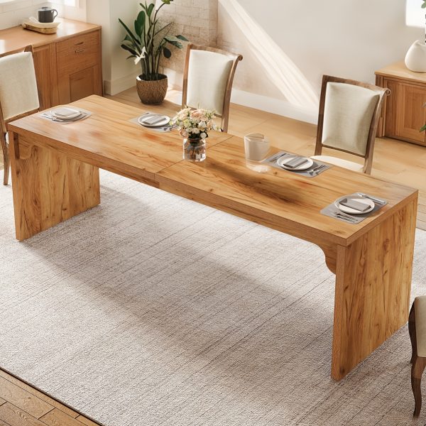 product-fancy-b9056bda-c4ff-495d-92ec-0ebdc7538fa6 Modern 78-Inch Wooden Dining Table - Natural Wood Finish, Minimalist Design - Large Rectangular Kitchen or Dining Room Table for 6-8 - Sturdy Base with Space-Saving Legs - Perfect for Home Entertaining and Everyday Use - Kitchen Table