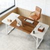 product-fancy-b9068642-d754-4679-90c1-f755421c2879 Executive Office Desk 63 Inches with Headphone Hooks, Modern Workstation for PC Laptop, Vanity Table, Craft Table, Office Furniture, Unique Color Matching Design, Computer Desk for Small Spaces, for home Office Workspace Gaming Desk with Metal Frame