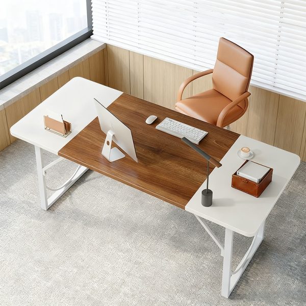 product-fancy-b9068642-d754-4679-90c1-f755421c2879 Executive Office Desk 63 Inches with Headphone Hooks, Modern Workstation for PC Laptop, Vanity Table, Craft Table, Office Furniture, Unique Color Matching Design, Computer Desk for Small Spaces, for home Office Workspace Gaming Desk with Metal Frame