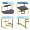 product-fancy-b906eb65-ee6f-4aaa-bc86-4b79b6e152a9 Set Of 2 Modern Oriental Style Bar Stools, Velvet Upholstered Counter Height Chairs with Backrest & Footrest, Golden Metal Frame Kitchen Island Dining Stools, Multi-Color & Multi-Finish New Asian Aesthetic