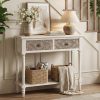 product-fancy-b933975b-3222-4a0d-a9e1-a678af218cda Carved MDF Console Table with 2 Drawers, Sunflower Vintage End Entryway Table for Hallway, Living Room - Antique Style Sofa Table with Floral Engraving, Rustic Accent Furniture