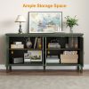 Modern Freestanding Buffet Credenza with Mirror & Storage - Adjustable Shelf Cabinet Suitable for Living Room, Dining Room, Entryway - Elegant Panel Doors & Tall -Standing Furniture