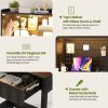product-fancy-b96dd5d1-0d46-4390-b98d-683430175206 HWB Modern Computer Desk with Pegboard, 64" Home Office Desk with LED Lights & Charging Station, Small Study Desk with Hutch And Storage Shelves for Bedroom