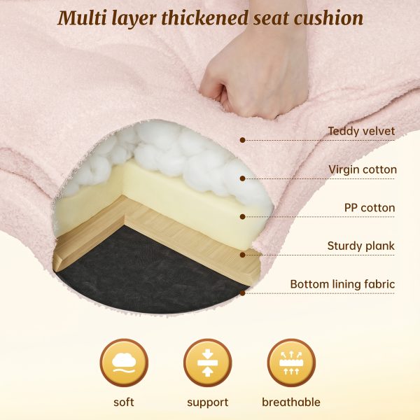 product-fancy-b983fafd-71bc-4edb-867d-1eaf22b08a8f DURAYLOLY Ergonomic Cross Legged Chair, 360° Swivel Meditation Chair with Wheels, Height Adjustable Seat, Strong Lumbar Support, Home Office Furniture, Teddy Fabric