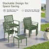 3pcs Outdoor Bistro Set, Stackable Metal Steel Outdoor Table And Chairs, Waterproof Rustproof Patio Furniture Conversation Set for Porch Garden Balcony Backyard, Sage Green