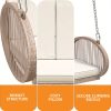 product-fancy-b9e580bd-ed0b-420d-8e74-2ed4ecd44aec Phabules Hanging Swing Chair with Oval Handrails and Waterproof Cushions, All- Weather Rattan Swing Chair 530lbs Capacity, for Outdoor