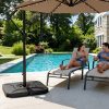 [Sturdy Umbrella Stand] Sturdy 4-Part Cantilever Umbrella Stand - 290Lbs Square Base That Can Be Filled with Sand Or Water, Ideal for Offset Patio Umbrellas, Suitable for Gardens, Pools, Decks, And Backyards