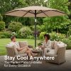 [Heavy Duty Patio Umbrella] 9ft Outdoor Umbrella, Heavy Duty Patio Umbrella with Crank, 6 Sturdy Ribs, UV Block for Market, Pool, Backyard, Garden (Base Sold Separately)