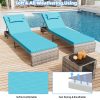 product-fancy-ba3cf76a-7a0f-440b-8efa-12bed26b7cfd Lounge Chair Set, 3pcs Outdoor Modern Patio Furniture Lounge Chairs Set of 2 with Adjustable Backrest And Side Table, Durable PE Wicker, Weather Resistant Cushions, Blue