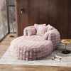 product-fancy-ba42a05e-fb53-4260-9281-1b94d7641e73 Oversized Chaise Lounge Chair Indoor with Ottoman 55" W X 75" L Round Reading Chair Plush Faux Fur Corduroy Cloud Circle Boneless Chair with 5 Pillows for Living Room