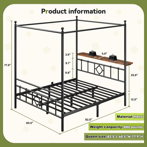 product-fancy-ba4887b7-50ab-4b85-b88b-1214e9abcd5b Queen/full/twin Size Bed Frame with Storage Headboard, Detachable MetalPlatform Bed with Under-Bed Storage, Sturdy Bed Frame with Shelves, No Box Spring Needed White/black