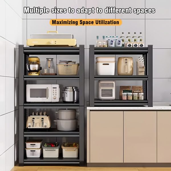 product-fancy-ba4d6263-1230-4957-b449-5927777fbab3 5-Tier Heavy-Duty Adjustable Kitchen Storage Shelf with Modular Shelving System & -Standing Suitable for Kitchen Organizers, Garage Tools, Microwave Stand, Baker's Rack, Utility Shelves - Assembly, Space-Saving Unit