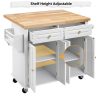 product-fancy-ba582055-3eef-42a9-a731-385180203a82 Rolling Kitchen Island with Drop Leaf, Thicken Rubberwood Top, Spice Rack, Towel Rack, Drawer, 43.3" Portable Mobile Kitchen Island Carts Table, Storage Cabinet, Both Wheels And Feet