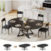 product-fancy-ba68af8b-f4fc-4a1c-82a8-86ab919aa639 5pcs Kitchen Table Set with Round Extendable Dining Table for 4-6 Individuals, Ideal for Compact Dining Areas