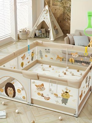 Playpen, Little Hedgehog Baby Playpen, Baby Playpen with Gate Indoor And Outdoor Children's Activity Center with Non-Slip Base