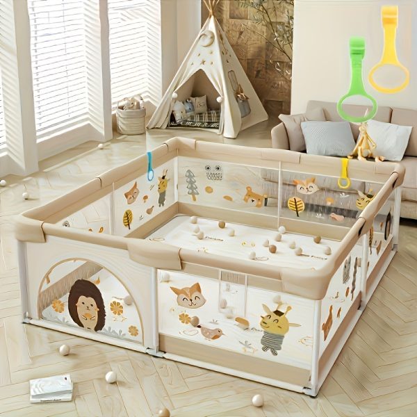 Playpen, Little Hedgehog Baby Playpen, Baby Playpen with Gate Indoor And Outdoor Children's Activity Center with Non-Slip Base