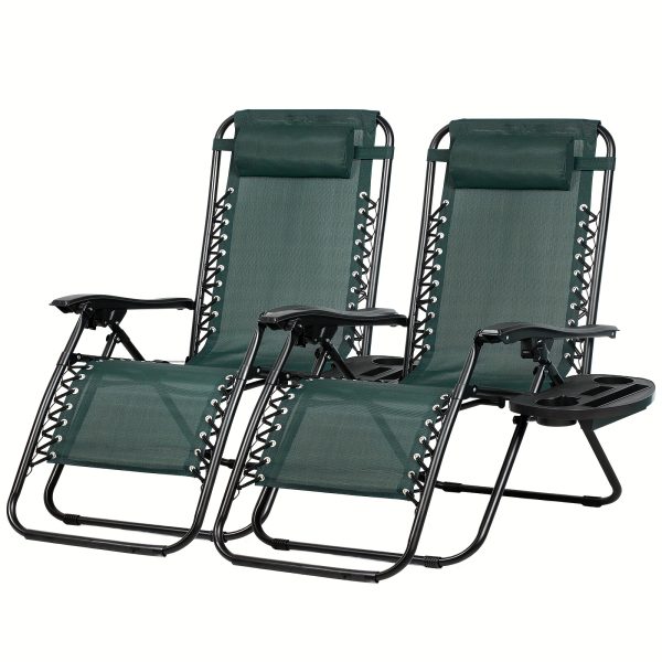 product-fancy-bac6d2ec-d90e-45de-85c5-67c72933cae4 Set Of 2 Adjustable Relaxing Chairs, Zero Gravity Recliners With Cup Holder, For Patio, Lawn, Garden, And Beach