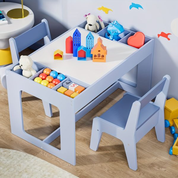 product-fancy-bb099380-393a-47d2-9a49-5cff1ffbb4c2 Set of Table And Chairs for Children, Featuring a 3-In-1 Wooden Activity Desk with a Blackboard, Storage Area, And a Removable Tabletop for Drawing, Reading, Playing, And Crafting, Suitable for Nurseries And Playrooms