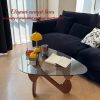 Modern Glass Coffee Table for Living Room Mid Century, Small Coffee Table Stylish Coffee Tables, Suitable for Bedroom Living Room Reception Office Tables (Walnut/Brown, Medium)