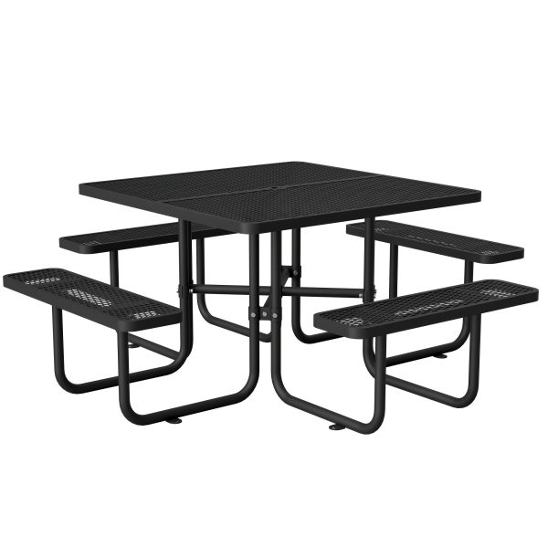 product-fancy-bb408865-533b-4241-ae91-16a8b50f868d 6-Person Outdoor Round Iron Picnic Table with Built-in Bench and Umbrella Hole, Suitable for Gardens, Courtyards, Patios, Lawns, Etc.