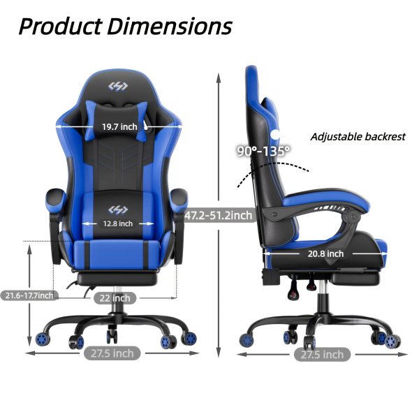 product-fancy-bb6f4f60-f133-4c73-ba89-b8dca4821336 Gaming Chair with Massage Lumbar Support Ergonomic Computer Chair for Adults with Footrest and Lumbar Support with 360° Swivel Seat PU Leather Office Chair, Crafted From Durable Faux Leather, Best Gift for Father and Boyfriend