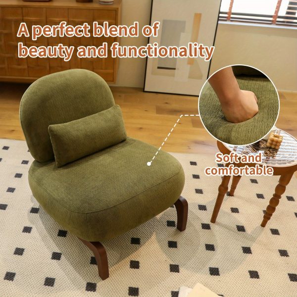 product-fancy-bb739f36-0c3c-465d-b92a-21a9218b8dea Cute Accent Chair with Solid Wood Legs, Velvet Living Room Chair with Soft Cushion, Cozy Bedroom Chair, Comfy Armless Reading Chair for Apartment, Waiting Room, Balcony