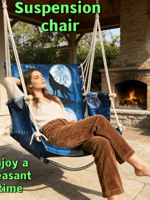 An Oxford Cloth Hanging Hammock Chair for Courtyard Pavilions, Garden Hanging Chairs, Balcony Hanging Chairs, and Park Hanging Hammock Chairs. Suitable for Outdoor, Courtyard, and Pavilion Use. Color: Random