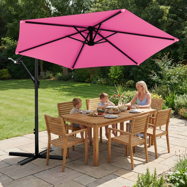 product-fancy-bb8d22e4-5337-46b9-a065-2d88a2dcb64c 10-Foot Cantilever Patio Umbrella Featuring an Infinite Tilt Mechanism, Offset Outdoor Umbrella with a Cross Base, Durable Crank Lift Market Umbrella Suitable for Yards, Gardens, And Decks (Weighted Base Sold Separately)