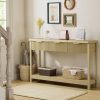 product-fancy-bbec06df-4145-45eb-bd61-0cc469c97665 51 IN Fluted Console Table with 3 Drawers, Modern Entryway Table with Metal Handles, Sturdy Solid Wood Design, Hallway Table with Storage, for Living Room And Hallway
