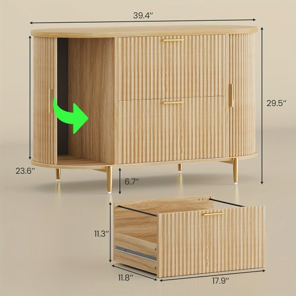 product-fancy-bc01a354-4104-4427-8e0f-3765a8cfbdff 2 Drawer File Cabinet, fit Legal/Letter/A4 Size, 39.4" Filing Cabinet with 2 Sliding Door Storage for Home Office