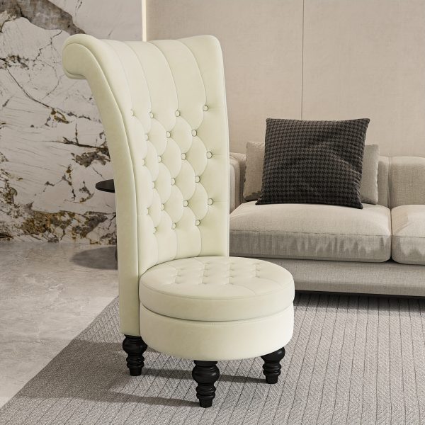 product-fancy-bc819f2d-7336-44c3-bf8e-410222062238 Royal High Back Chair, Velvet Armless Accent Chair with Button-Tufted & Rubberwood Legs, Regal Elegance Throne Chair for Living Room, Dressing Room, Bedroom