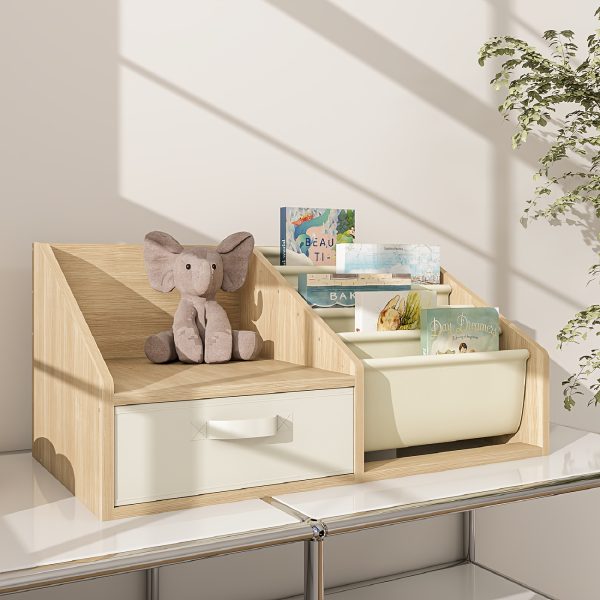 product-fancy-bca49cca-a7e5-4c58-b612-e45e2303fc44 ! 5-Pocket Fabric Toddler Bookshelf + Drawer, Easy Assembly, Nursery & Playroom Reading Corner Storage Must-Have, Limited Time Offer