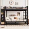 product-fancy-bcaba15f-4d4f-4e47-a429-b403d31837f8 BELLEMAVE Full Over Full Size Metal Bunk Bed with Storage Shelves, Drawers And Pegboard, Heavy-Duty Loft Bed with Noise-Reduced Design, No Box Spring Required, Black