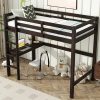 product-fancy-bcf75287-5272-4f7c-a5fe-9a9e545c36f9 BELLEMAVE Twin High Loft Bed, Rubber Wood Loft Bed with Safety Guardrail, Built-In Desk, Ladder, Espresso