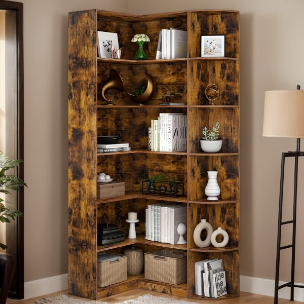 product-fancy-bcfb9a57-6a31-4dec-825f-8817e3357737 Contemporary 71-Inch Tall Bookshelf, a Standalone Corner Unit, Finished in an Elegant White, Offers 6 Levels of Storage with a Complete Backsplash, Ideal for Enhancing The Functional Aesthetics of Your Living Room, Bedroom, And Office