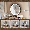 product-fancy-bd2f3ae3-c72d-4727-805c-67d0a47568c0 Dystler Corner Vanity With Mirror And Lights, Modern Makeup Vanity Set With Charging Station For Bedroom/Cloakroom, Glass Top Vanity Table With Drawers And Shelves, White