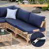 product-fancy-bd514faa-4e6d-414a-a3f6-d801559f13a6 7pcs Outdoor Wicker Patio Furniture Set, Rattan Sectional Sofa with Cushions And Coffee Table, Suitable for Backyard, Poolside, Porch, Garden, Sectional Patio Furniture, Patio Table, Outdoor Table, L-shaped Patio Sofa Set