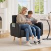 product-fancy-bd9ed411-f708-42a6-b560-47ff5bd7d69b Armchair, Faux Leather Decorative Chair, Mid-Century Modern Tufted Lounge Chair with Wooden Legs And Pockets, Comfortable Kids' Chair, Reading Chair for Living Room, Waiting Room, Bedroom, Room, Cozy Reception Armchair