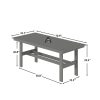 Modern Outdoor Dining Table for 6-Person Rectangle Indoor Outdoor Table with Umbrella Hole & Wood-Like Surface, Weather-Resistant Outside Dining Table for Patio Lawn Garden Backyard, 32.7" D X 70.9" W X 29.4" H